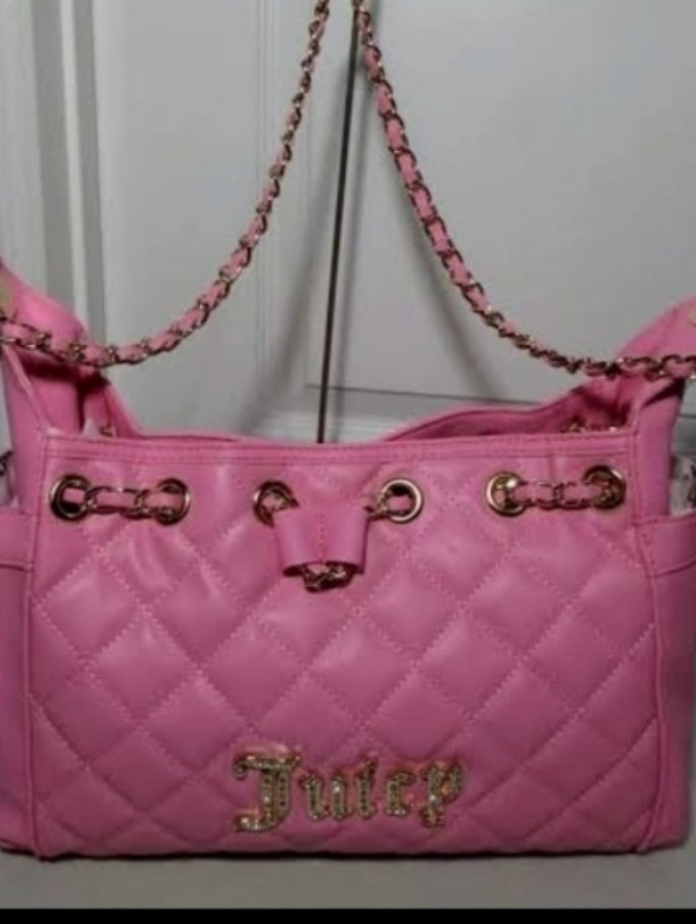 JUICY COUTURE Quilted Pink Chain-Handle Shoulder Bag